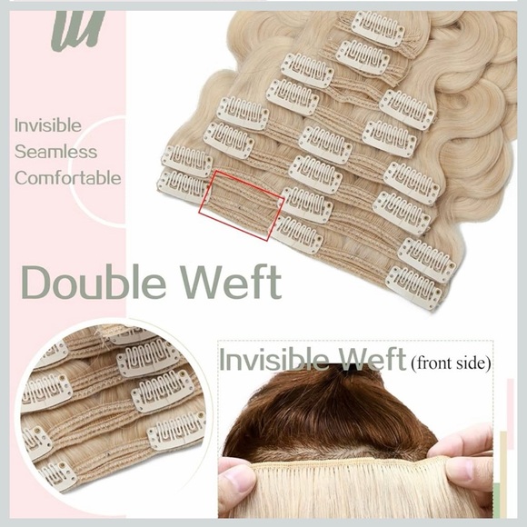 Luxurious Blonde Wavy 18 inch Hair Extensions 100% Remy Human Hair - Picture 4 of 10